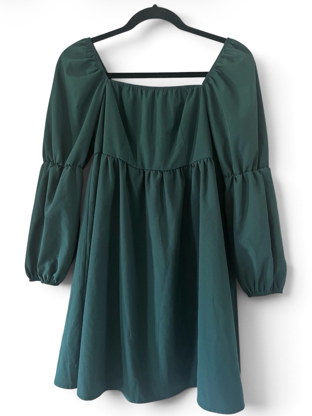 Women’s Peasant Dress in Deep Green